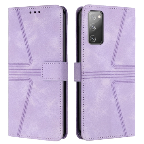 

For Samsung Galaxy S20 FE 5G Triangle Solid Color Leather Phone Case(Purple)
