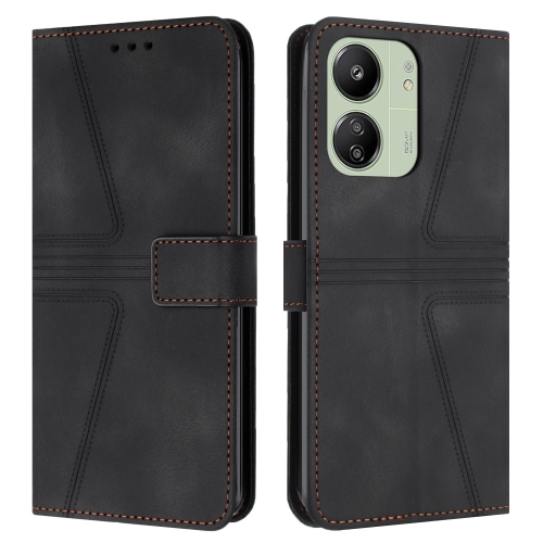 

For Xiaomi Redmi 13C 4G/5G Triangle Solid Color Leather Phone Case(Black)