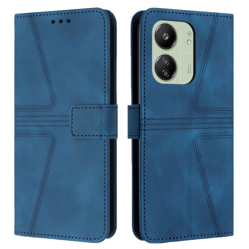 

For Xiaomi Redmi 13C 4G/5G Triangle Solid Color Leather Phone Case(Blue)