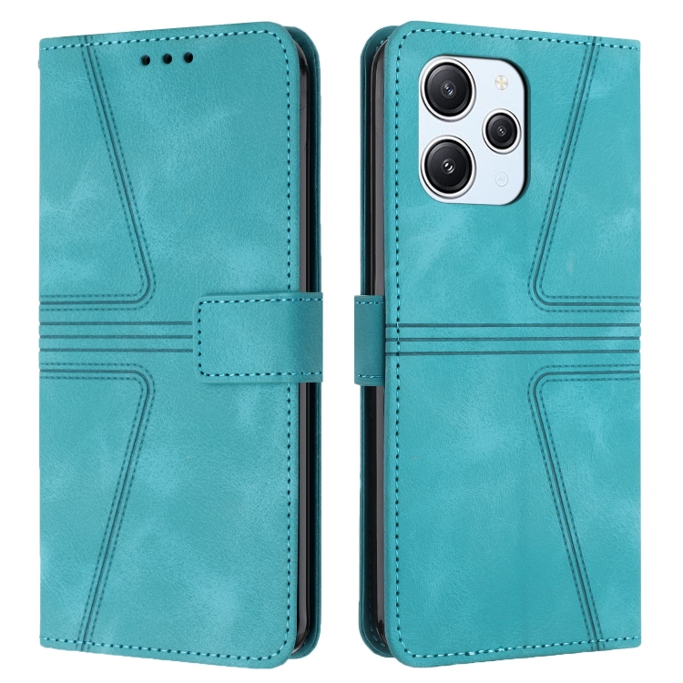 

For Xiaomi Redmi 12 4G Triangle Solid Color Leather Phone Case(Green)