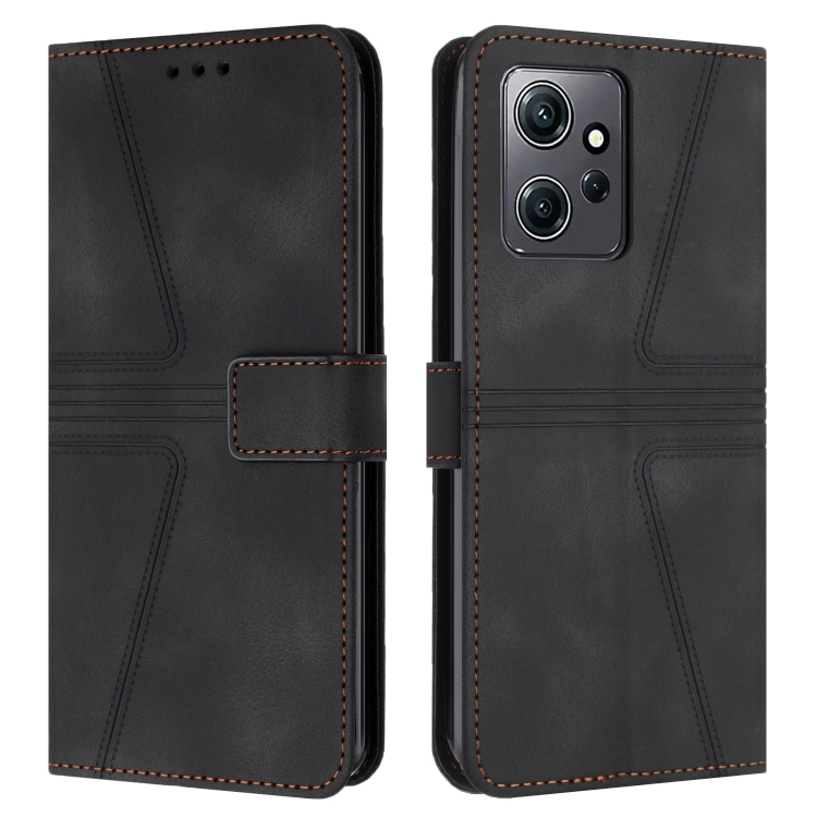

For Redmi Note 12 4G Global Triangle Solid Color Leather Phone Case(Black)