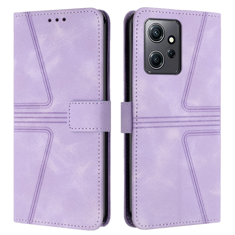 

For Redmi Note 12 4G Global Triangle Solid Color Leather Phone Case(Purple)