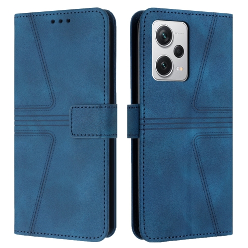 

For Redmi Note 12 Pro 5G Global Triangle Solid Color Leather Phone Case(Blue)