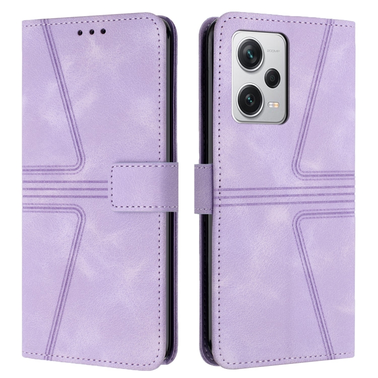 

For Redmi Note 12 Pro 5G Global Triangle Solid Color Leather Phone Case(Purple)