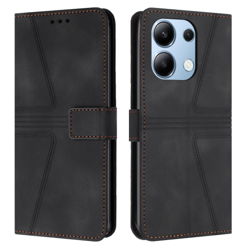 

For Xiaomi Redmi Note 13 4G Triangle Solid Color Leather Phone Case(Black)