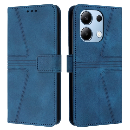 

For Xiaomi Redmi Note 13 4G Triangle Solid Color Leather Phone Case(Blue)