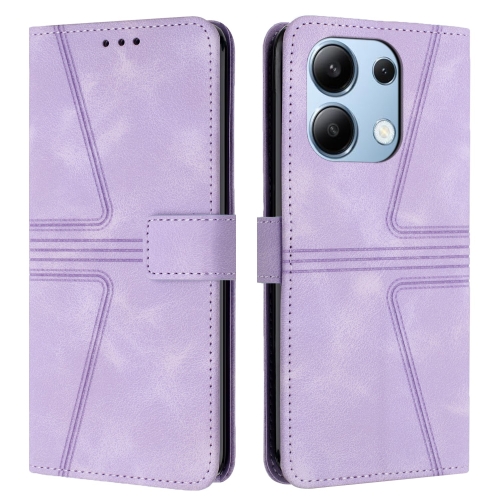 

For Xiaomi Redmi Note 13 4G Triangle Solid Color Leather Phone Case(Purple)