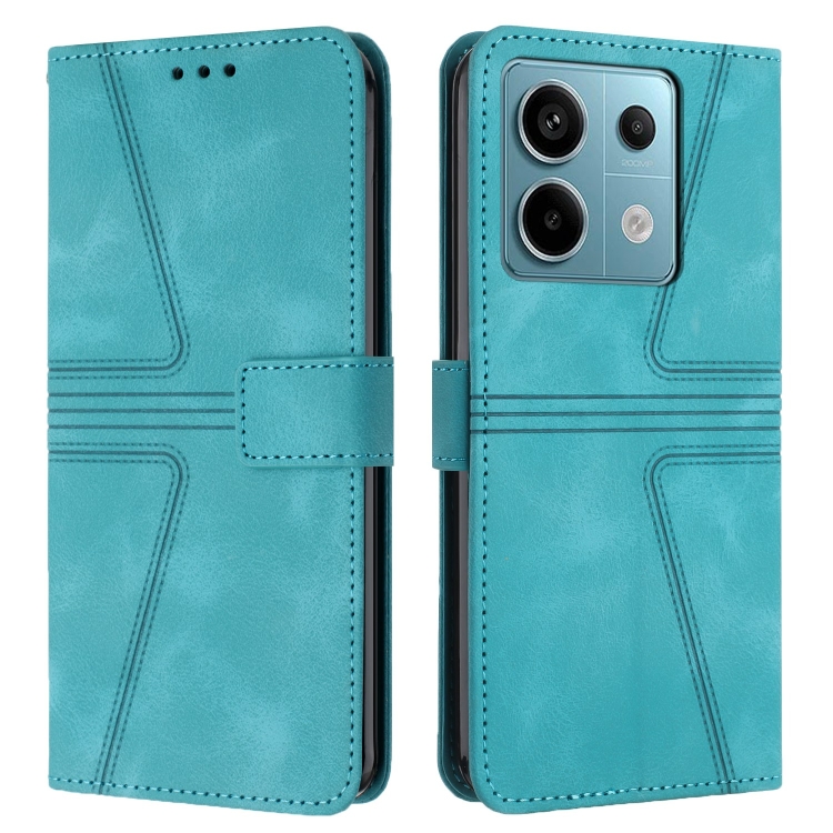 

For Xiaomi Redmi Note 13 5G Triangle Solid Color Leather Phone Case(Green)