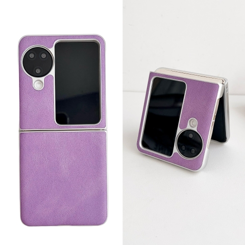 

For OPPO Find N3 Flip Skin Feel Leather Texture Pearlescent Paint Shockproof Phone Case(Purple)