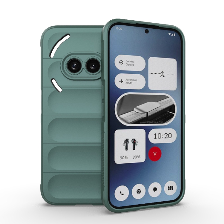 

For Nothing Phone 2a Magic Shield TPU + Flannel Phone Case(Dark Green)