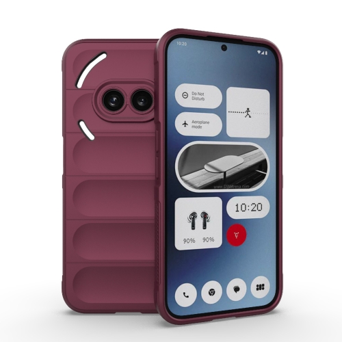 

For Nothing Phone 2a Magic Shield TPU + Flannel Phone Case(Wine Red)