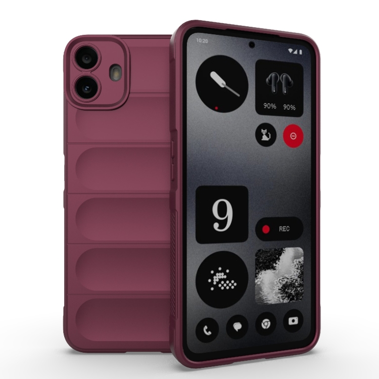 

For Nothing CMF Phone 1 Magic Shield TPU + Flannel Phone Case(Wine Red)