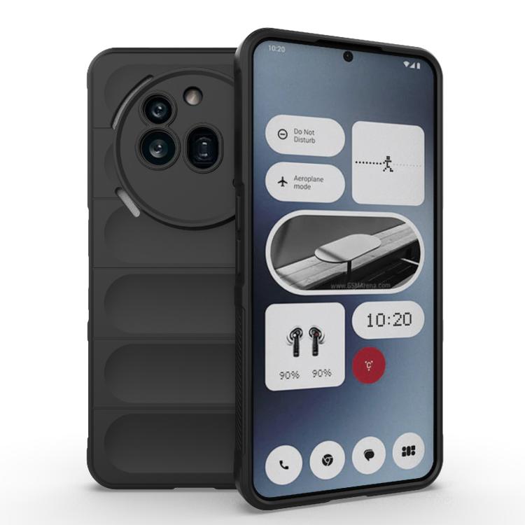 

For Nothing Phone 3a Pro Magic Shield TPU + Flannel Phone Case(Black)