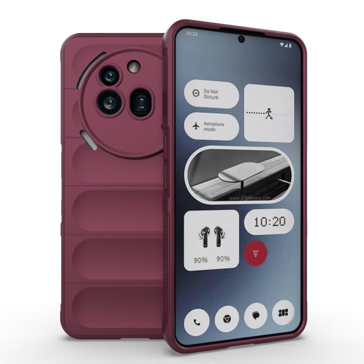 

For Nothing Phone 3a Pro Magic Shield TPU + Flannel Phone Case(Wine Red)