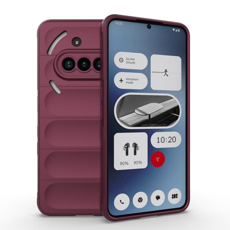 

For Nothing Phone 3a Magic Shield TPU + Flannel Phone Case(Wine Red)