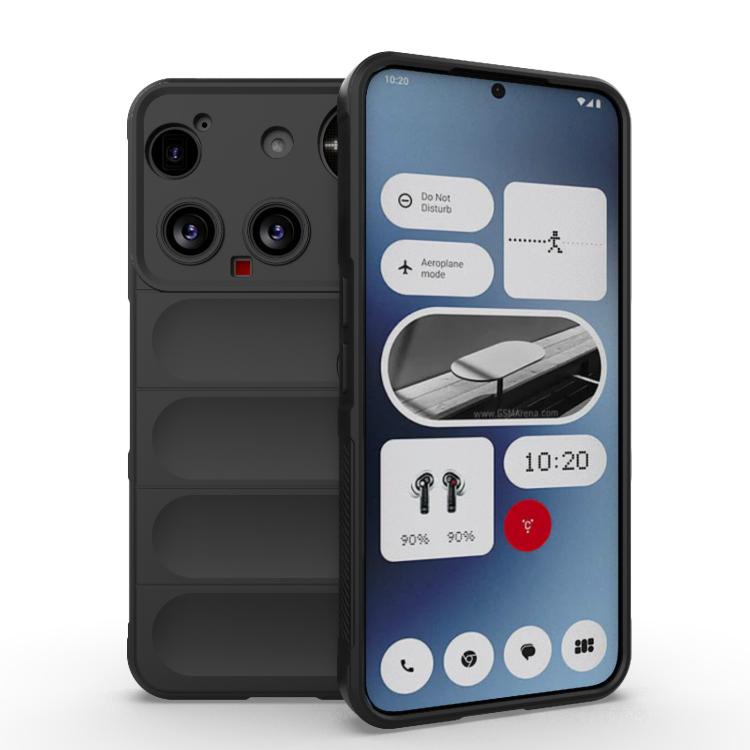 

For Nothing Phone 3 Magic Shield TPU + Flannel Phone Case(Black)
