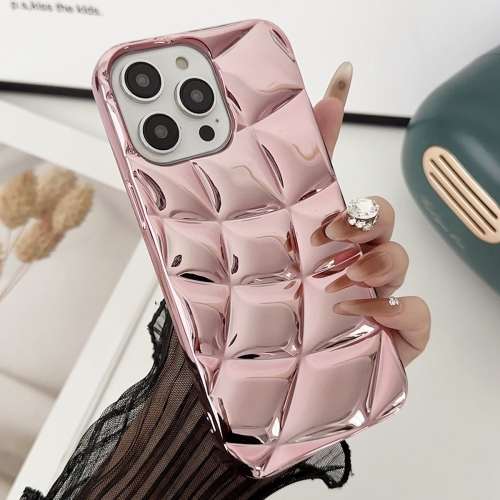 

For iPhone 13 Pro Max Curved Plaid Plated Metallic Paint TPU Phone Case(Pink)