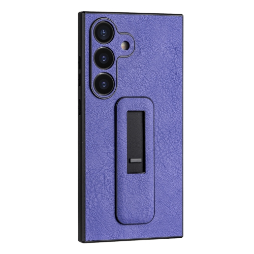 For Samsung Galaxy S24 5G PU Leather Push-pull Bracket Shockproof Phone Case(Purple)