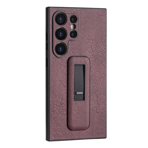 For Samsung Galaxy S23 Ultra 5G PU Leather Push-pull Bracket Shockproof Phone Case(Wine Red) for samsung galaxy note20 ultra line pattern skin feel leather phone case coffee