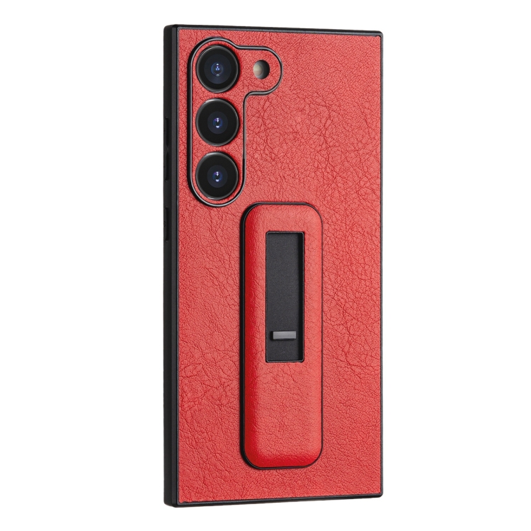 

For Samsung Galaxy S21+ 5G PU Leather Push-pull Bracket Shockproof Phone Case(Red)