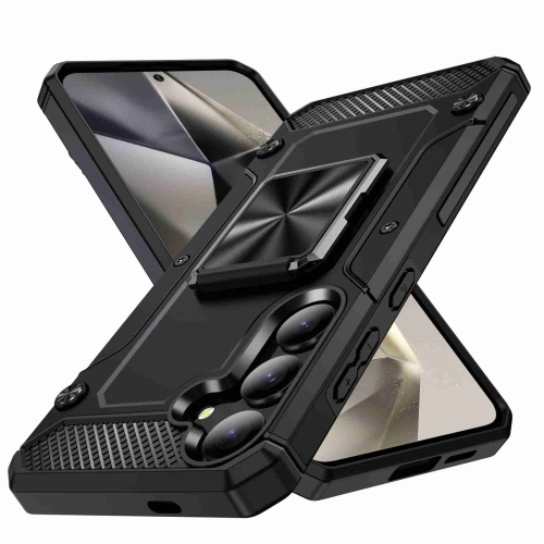 

For Samsung Galaxy S24+ 5G Shockproof Metal Holder Phone Case(Black)