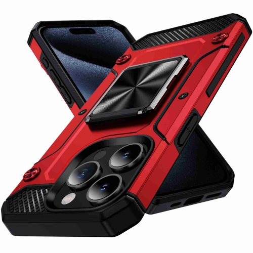 

For iPhone 15 Pro Max Shockproof Metal Holder Phone Case(Red)