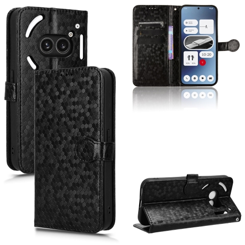For Nothing Phone 2a Honeycomb Dot Texture Leather Phone Case(Black) 30pcs 60 70 80mm metal dog buckle bag snap hook bag hanger lobster clasp diy sewing swivel key ring chain buttons leather craft