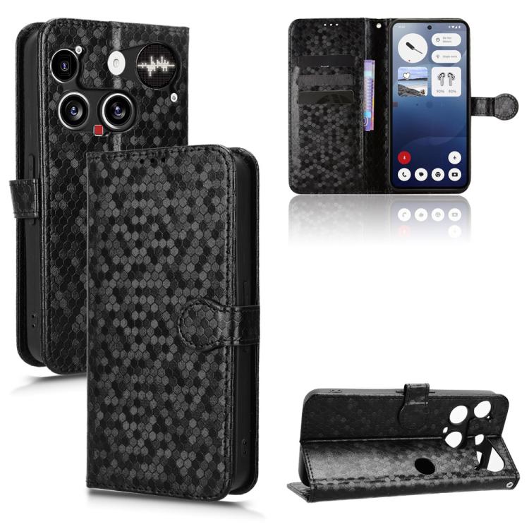 

For Nothing Phone 3 Honeycomb Dot Texture Leather Phone Case(Black)