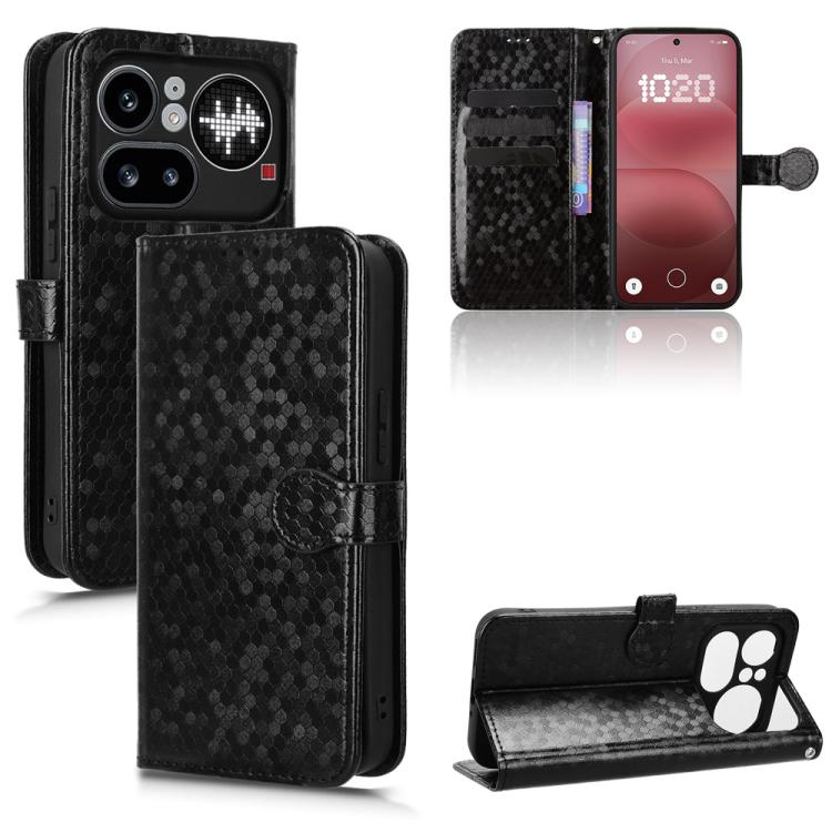 

For Nothing Phone 4a Pro Honeycomb Dot Texture Leather Phone Case(Black)