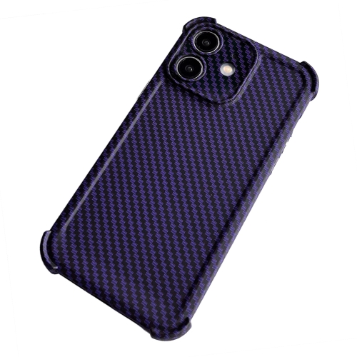 

For iPhone 11 Carbon Fiber Four Corners Shockproof TPU Phone Case(Purple)