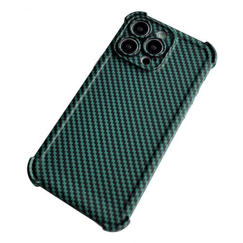 

For iPhone 13 Pro Carbon Fiber Four Corners Shockproof TPU Phone Case(Dark Green)