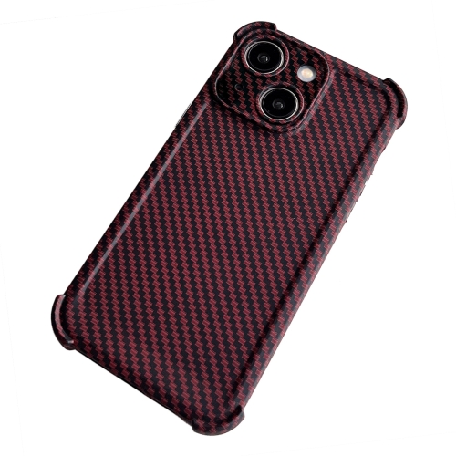 

For iPhone 14 Carbon Fiber Four Corners Shockproof TPU Phone Case(Wine Red)