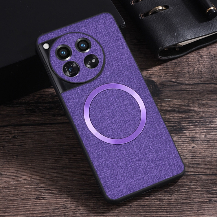 

For OnePlus 12 CD Magsafe Magnetic Cloth Texture Phone Case(Purple)