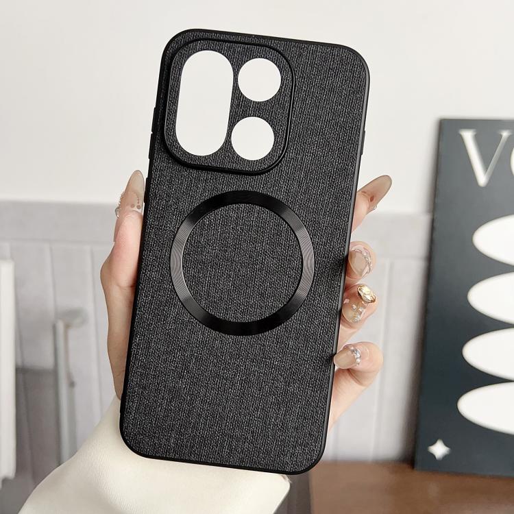 

For OnePlus 15 CD Magsafe Magnetic Cloth Texture Phone Case(Black)