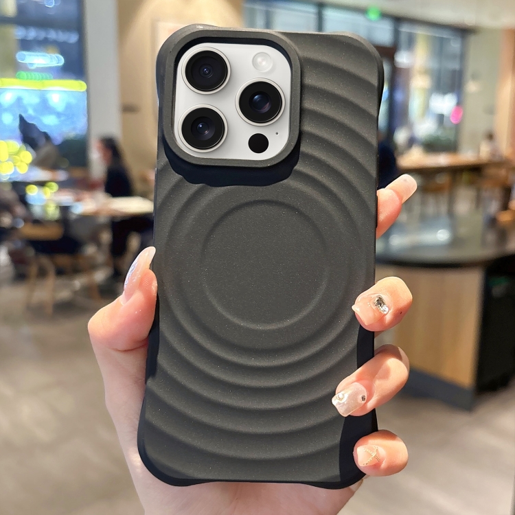 

For iPhone 15 Pro Ring Texture TPU Phone Case(Black)