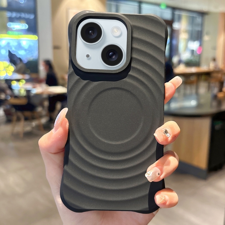 

For iPhone 15 Plus Ring Texture TPU Phone Case(Black)