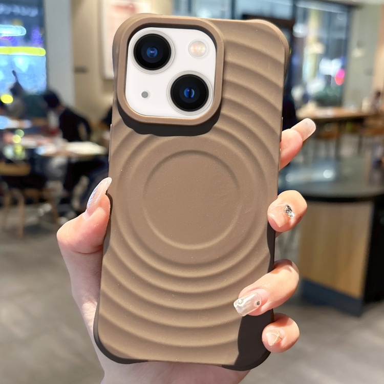 

For iPhone 14 Plus Ring Texture TPU Phone Case(Khaki)
