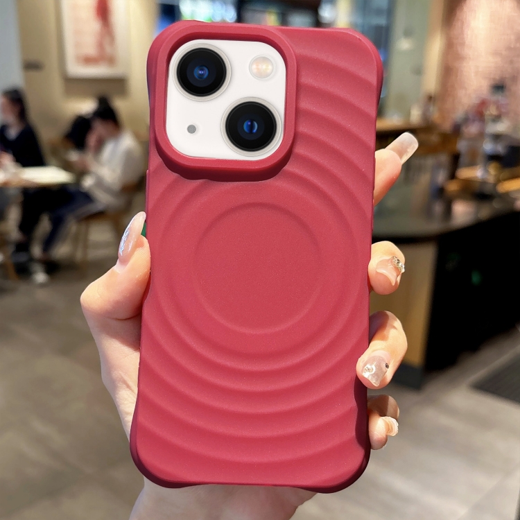 

For iPhone 14 Ring Texture TPU Phone Case(Red)