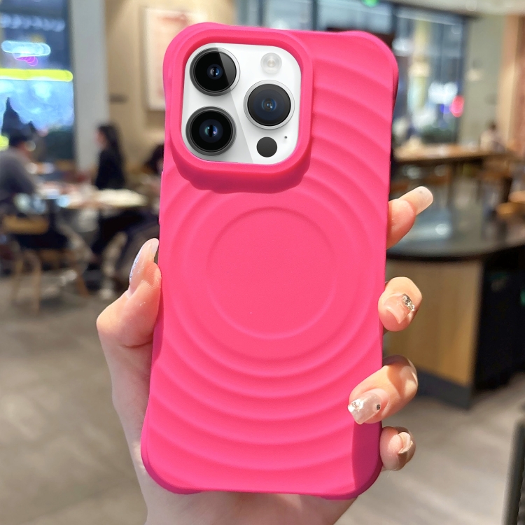

For iPhone 14 Pro Ring Texture TPU Phone Case(Rose Red)
