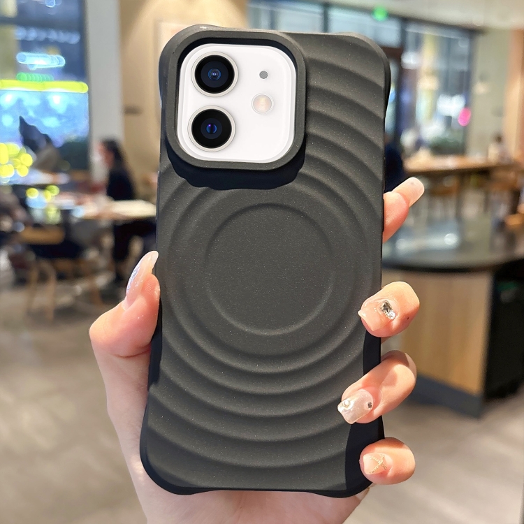 

For iPhone 12 Ring Texture TPU Phone Case(Black)