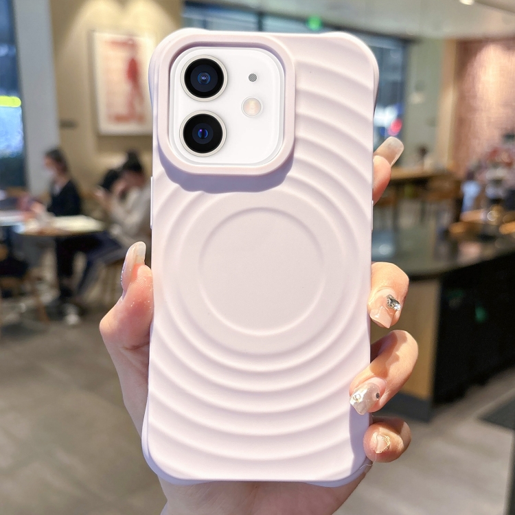 

For iPhone 12 Ring Texture TPU Phone Case(Light Purple)
