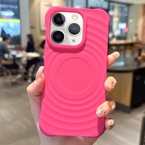 For iPhone 11 Pro Max Ring Texture TPU Phone Case(Rose Red)