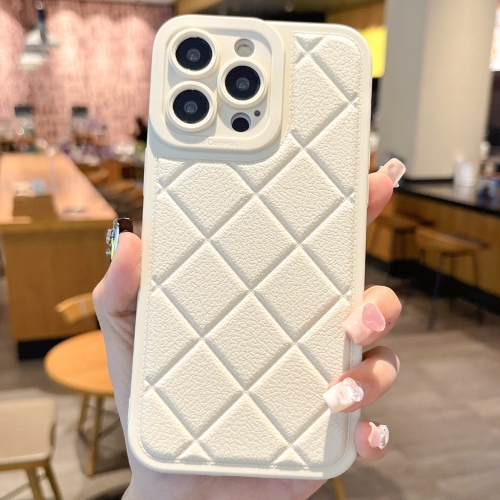 

For iPhone 15 Pro Lambskin Texture Matte TPU Phone Case(White)
