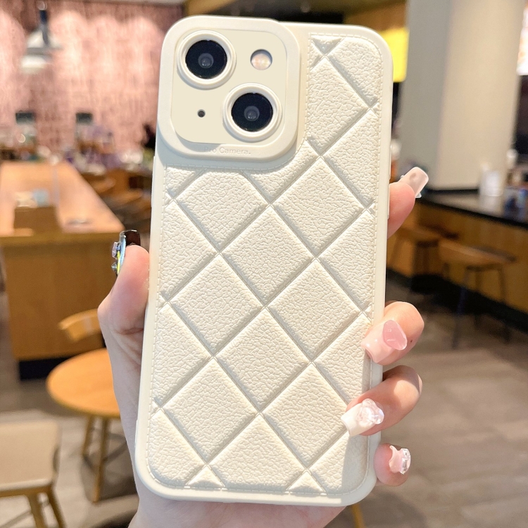 

For iPhone 15 Plus Lambskin Texture Matte TPU Phone Case(White)