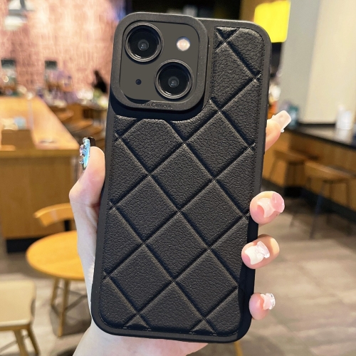 

For iPhone 15 Plus Lambskin Texture Matte TPU Phone Case(Black)