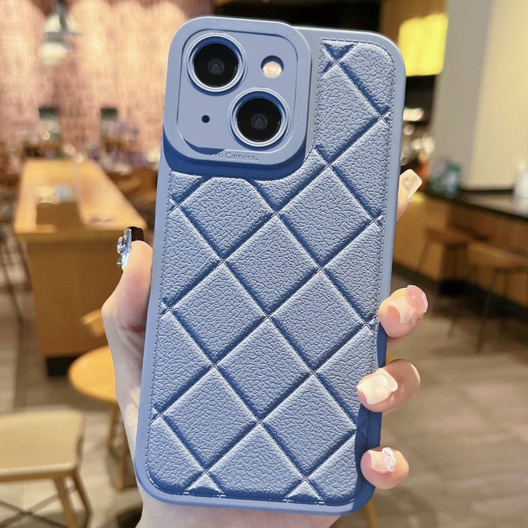

For iPhone 15 Plus Lambskin Texture Matte TPU Phone Case(Blue)