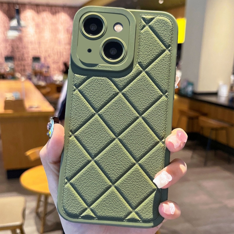 

For iPhone 13 Lambskin Texture Matte TPU Phone Case(Green)
