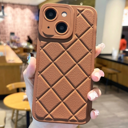 

For iPhone 13 Lambskin Texture Matte TPU Phone Case(Brown)