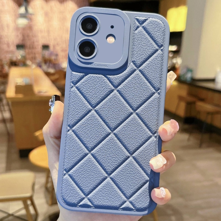 

For iPhone 12 Lambskin Texture Matte TPU Phone Case(Blue)
