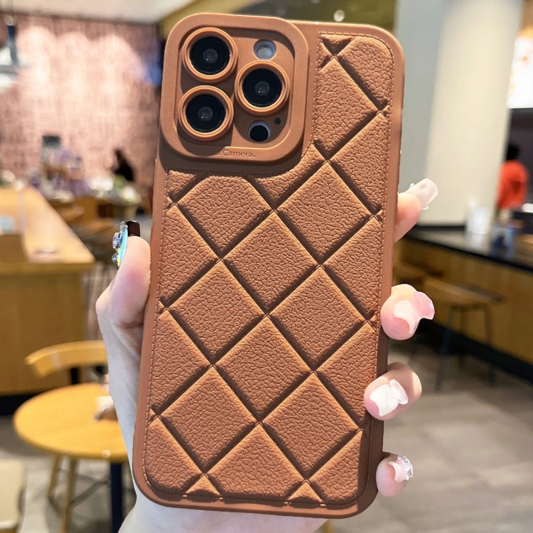 

For iPhone 12 Pro Max Lambskin Texture Matte TPU Phone Case(Brown)